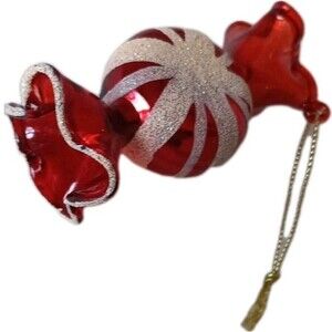 Red Peppermint Candy Ornament Plastic Christmas